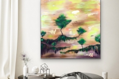 "DREAMLAND"  painting displayed in a virtual room