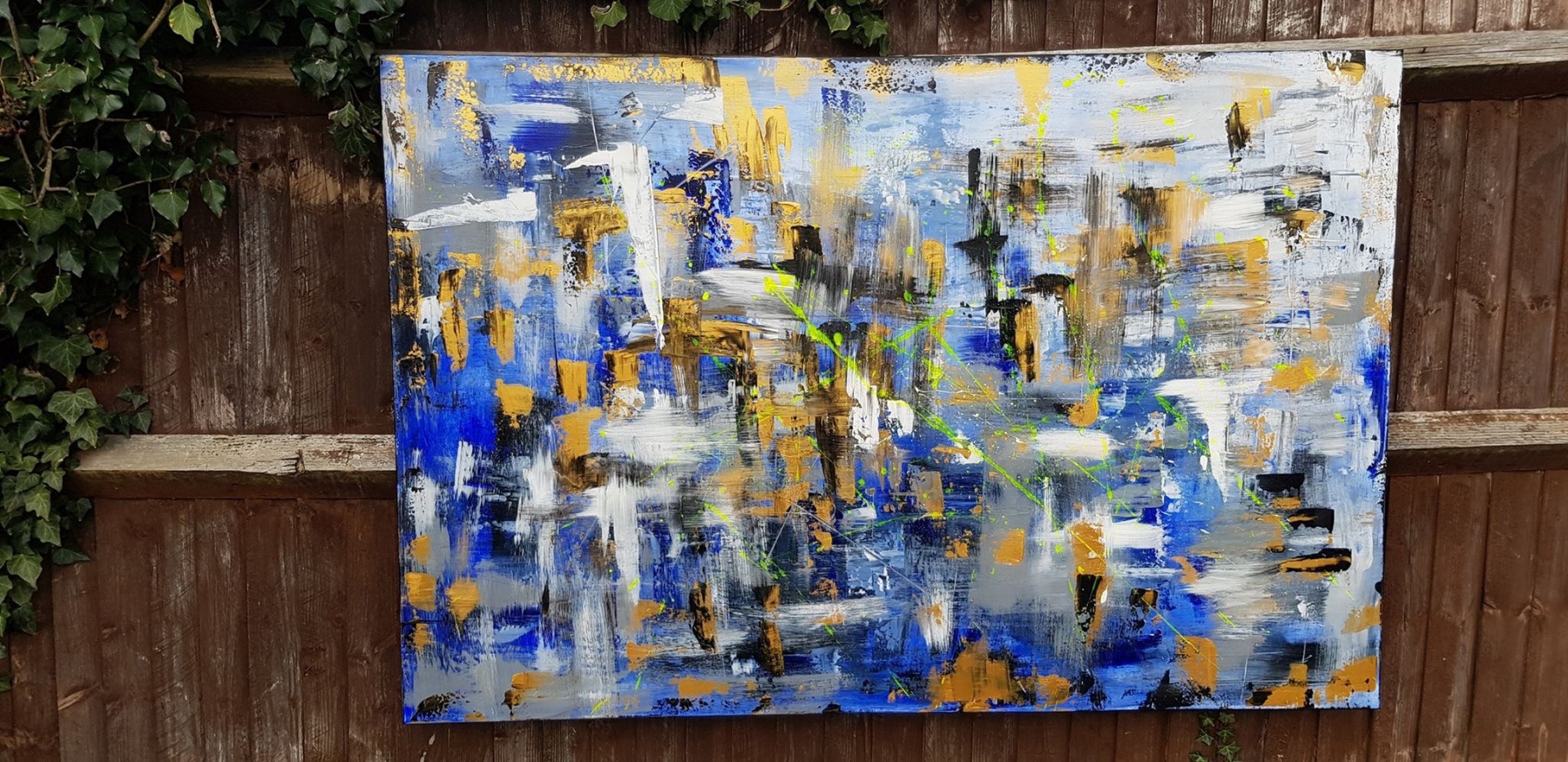 " GOLDEN RAIN " LARGE SIZE ABSTRACT PAINTING